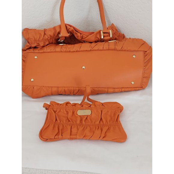 Large Purse and Matching Handbag JM Collection Orange Ruffle Purse Set - Picture 10 of 12